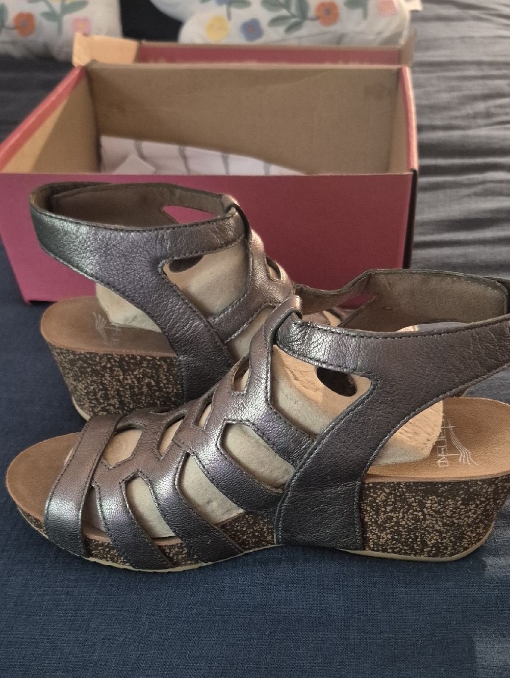 Dansko Metallic Bronze Cutout Wedge Sandals